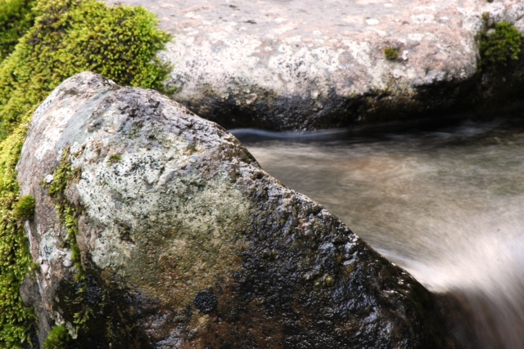 water running over rocks